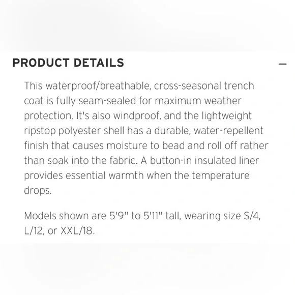 Eddie Bauer Women's Girl on the Go Insulated Waterproof Trench Coat
Black Large - Picture 13 of 16